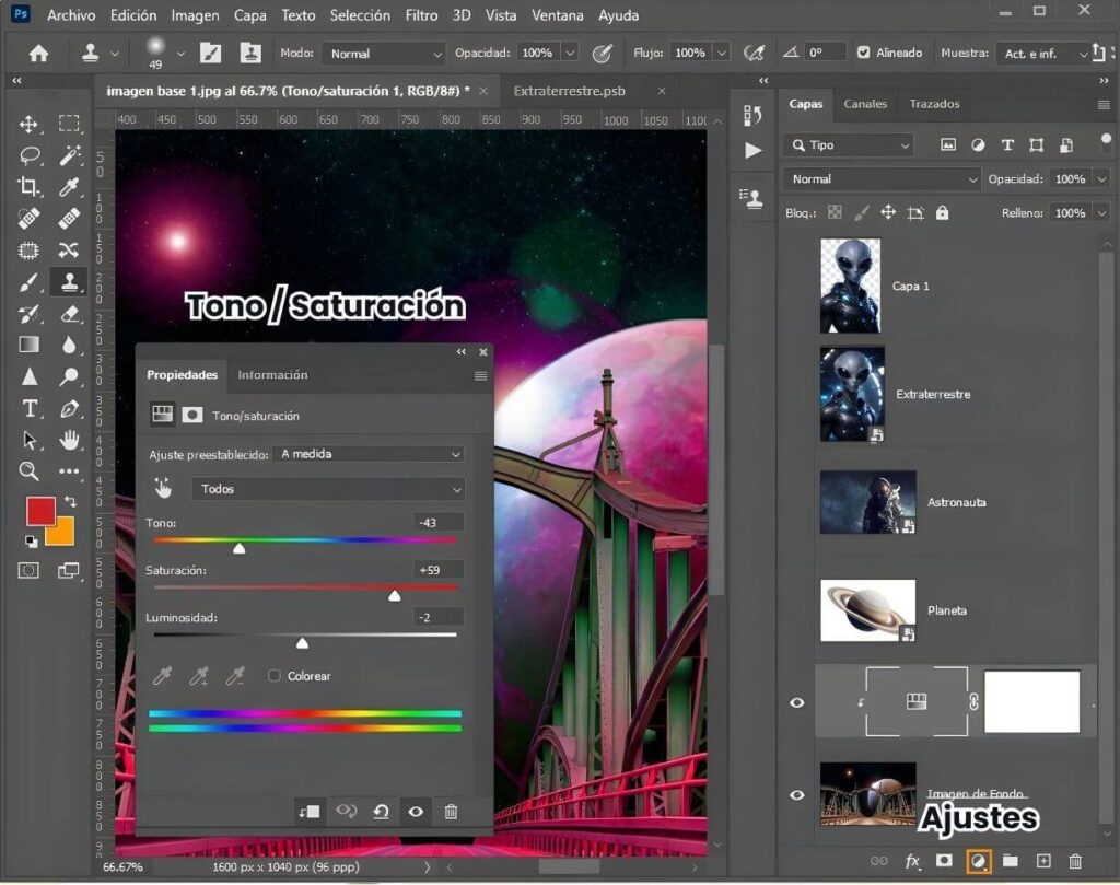 Funciones de Photoshop - Ajustes de color