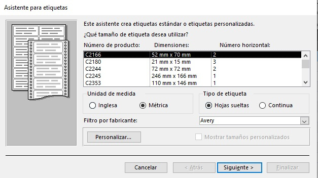 Asistente de etiquetas