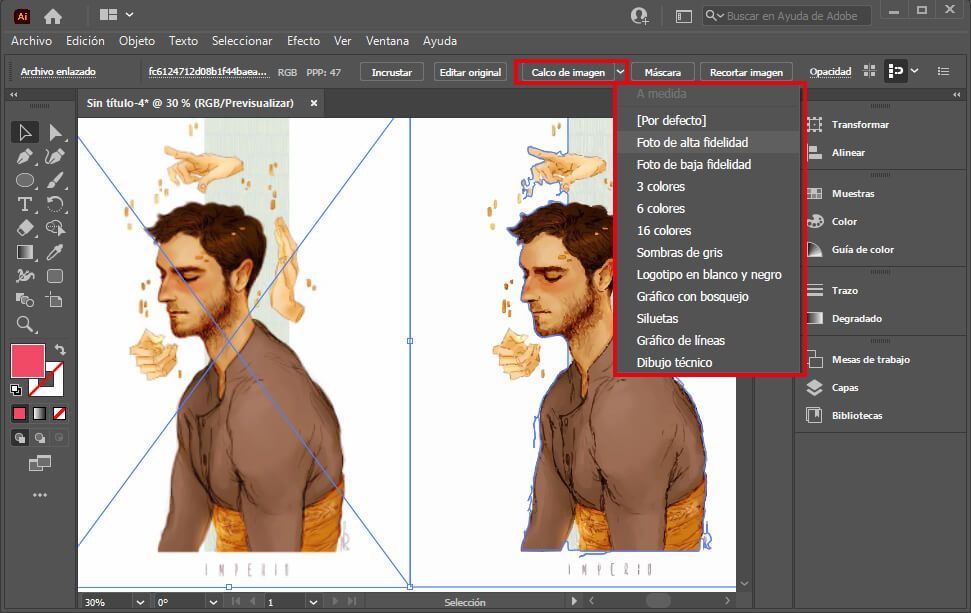 Calcar imágenes para vectores