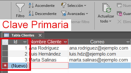 Clave primaria en Microsoft Access