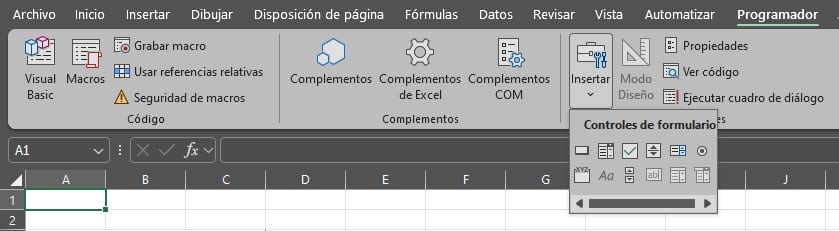 Botones en Excel: Formulario