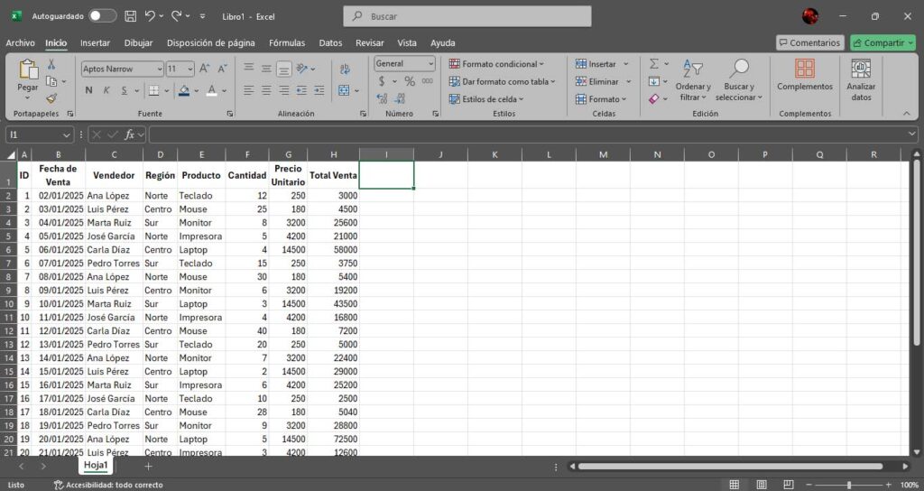 Macros en Excel - Paso 1 - Preparar hoja de cálculo