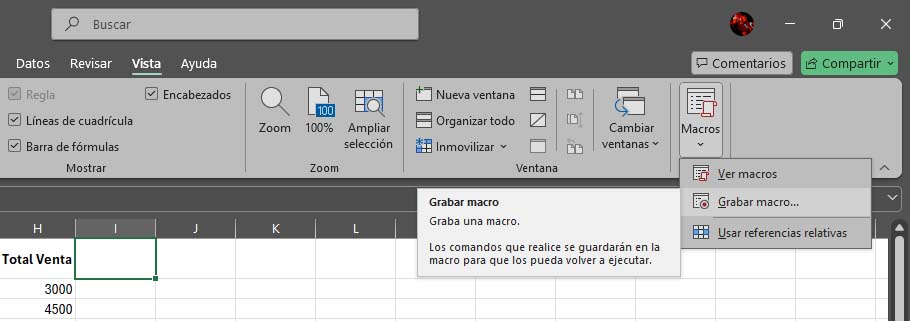 Macros en Excel - Paso 2 - Iniciar grabación de macro