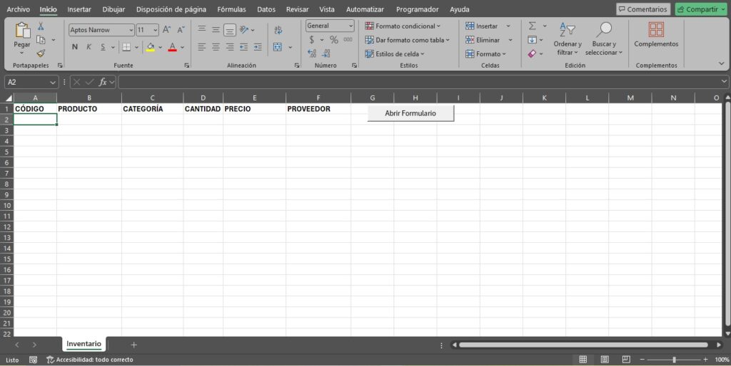Crear un Formulario en Excel para inventarios con VBA