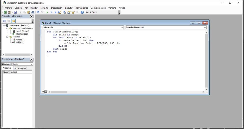 Macros en Excel - Ejemplo en VBA