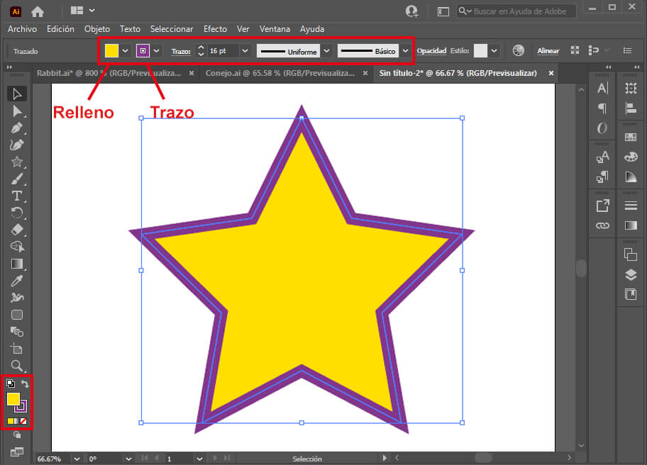 Relleno y trazo en Adobe Illustrator