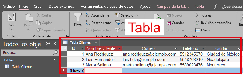 Tablas en Microsoft Access