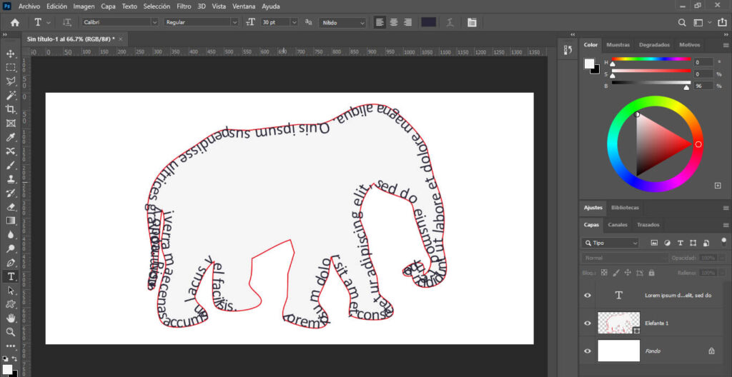 Adaptar texto a una forma en Photoshop