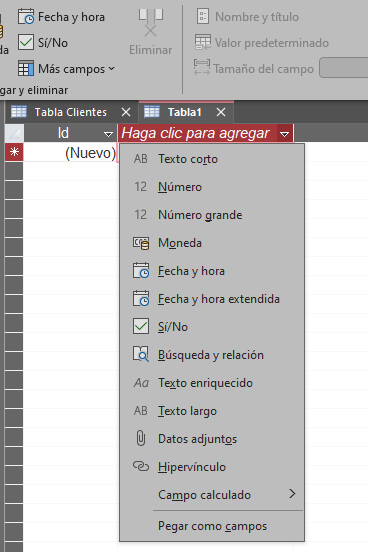 Tipos de Datos en Microsof Access