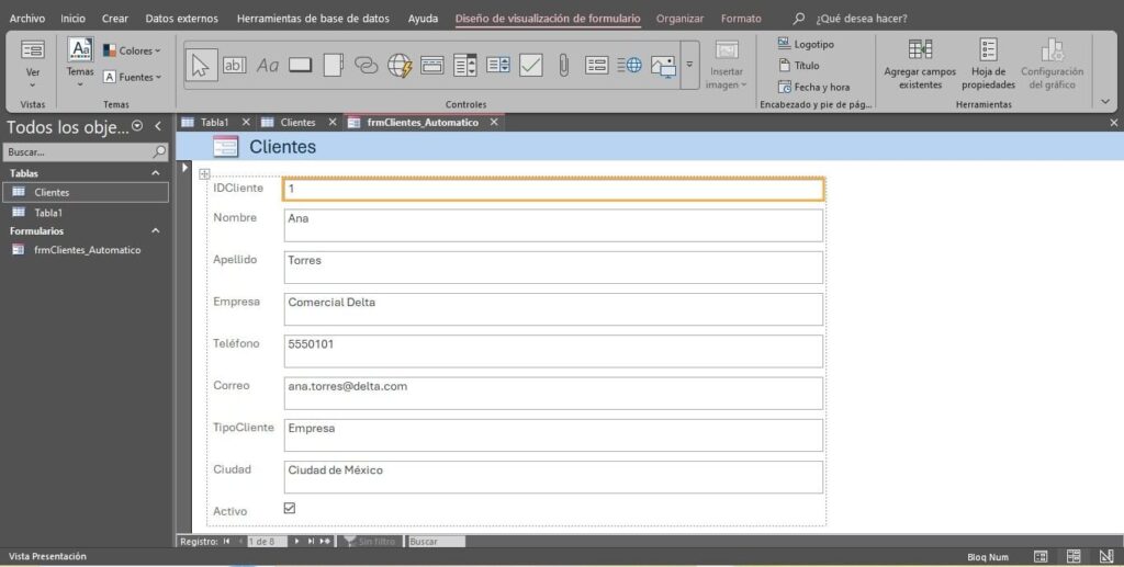 Asistente de Formularios en Access