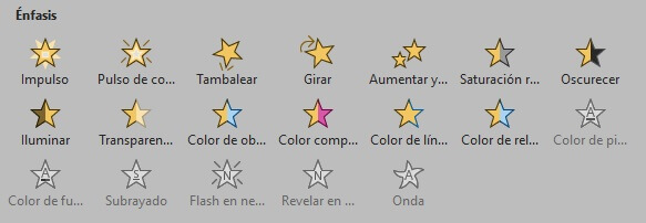 Animaciones en PowerPoint: Énfasis