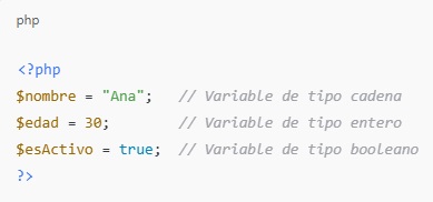 Declaración de Variables en PHP