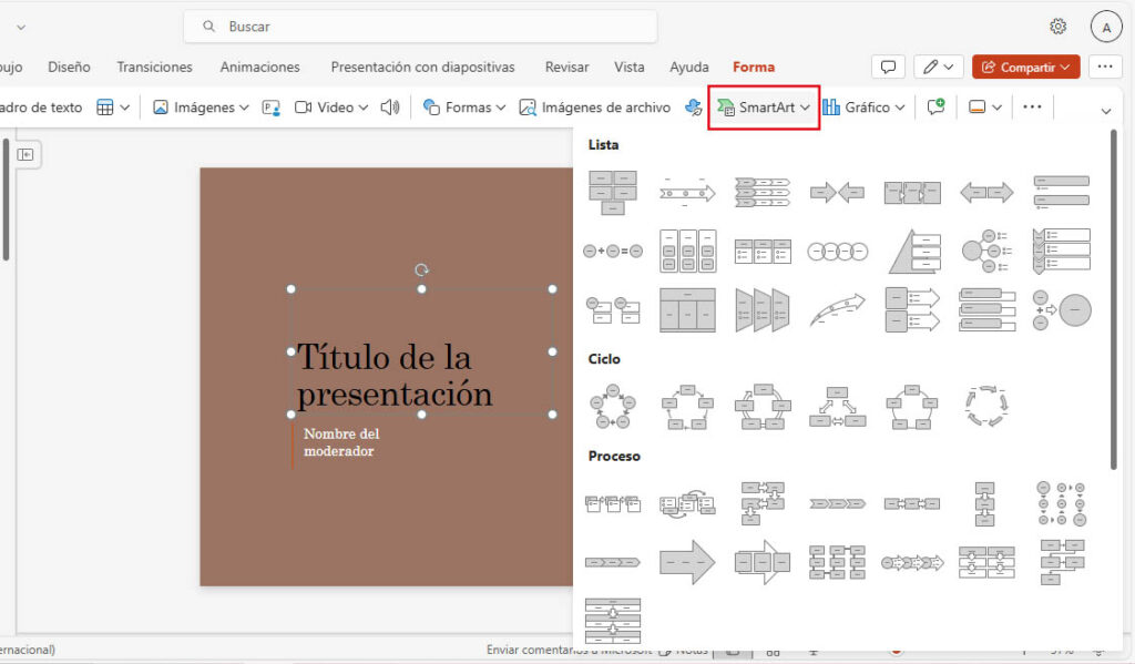 Funciones avanzadas de PowerPoint: SmartArt