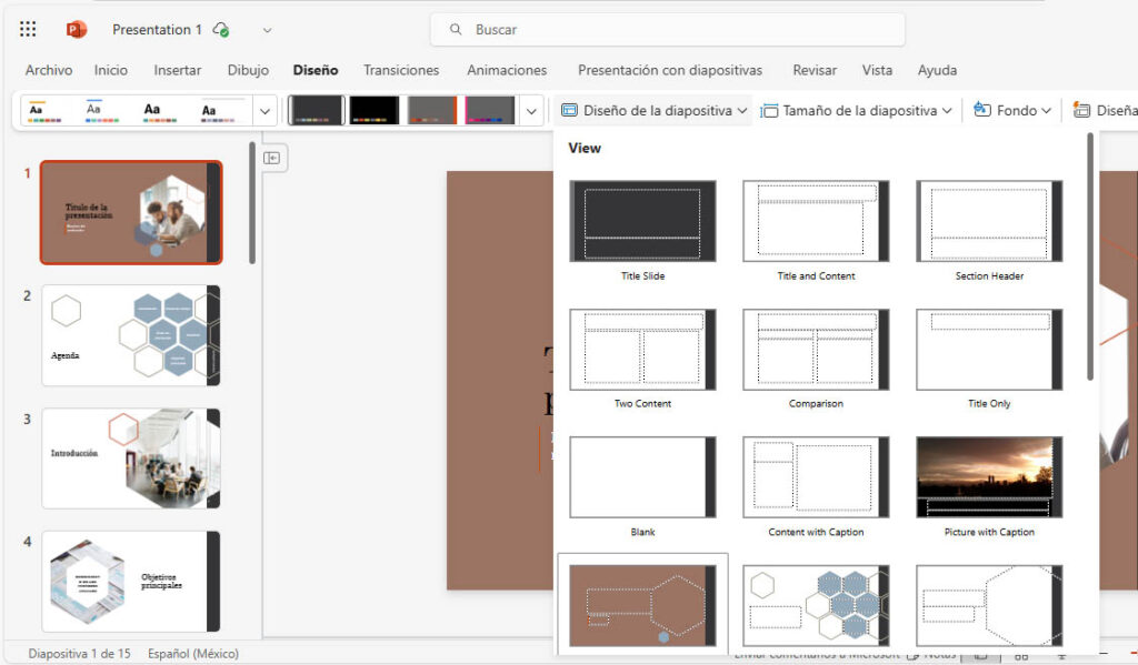 Tipos de diapositivas en PowerPoint