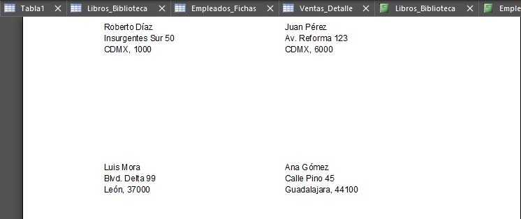Ejemplo de Informe de Etiquetas
